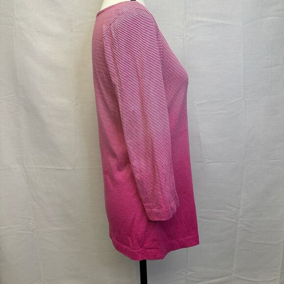 Chico’s Striped Ombré Pink Long Sleeve Top, Size 0 - 100% Cotton - Picture 3 of 8